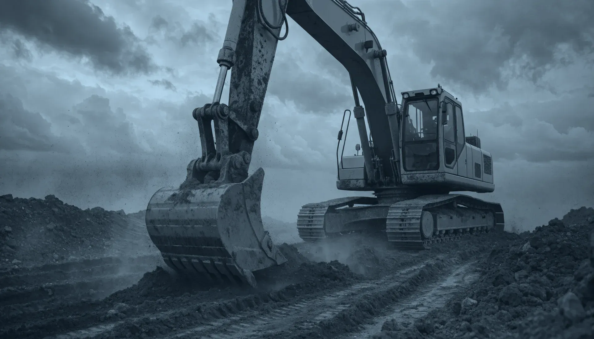 An excavator working on a construction site