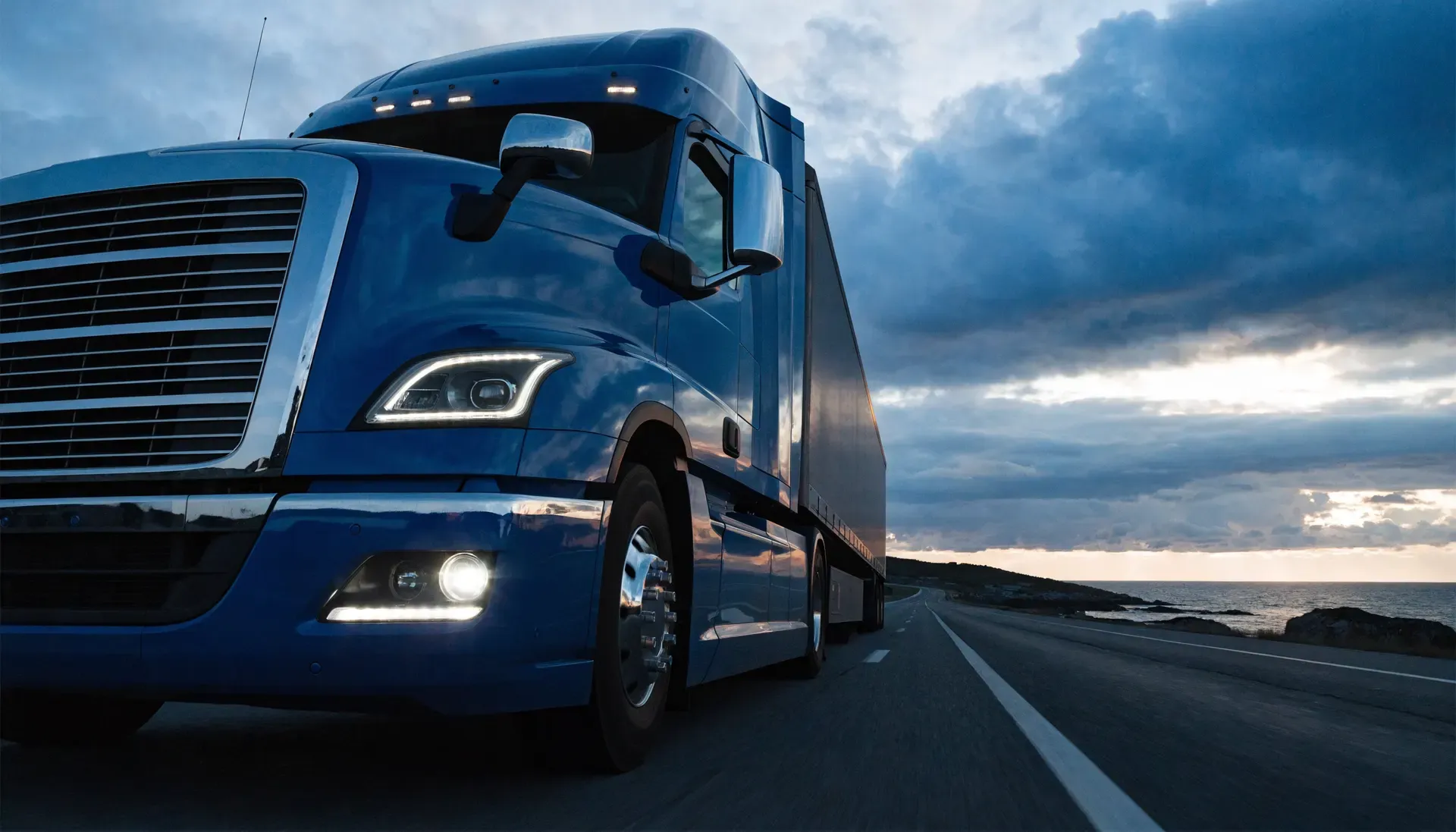 A commercial semi-truck on a highway